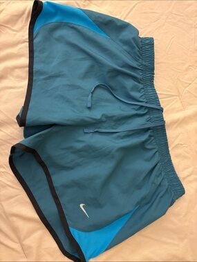 Nike Teal and Bright Blue Women's Running Shorts with Black Trim